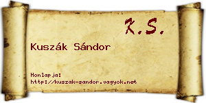 Kuszák Sándor névjegykártya